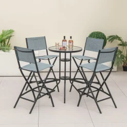 Tangkula Outdoor Barstools Set of 6, Counter Height Folding Bar Chairs with Back and Footrest