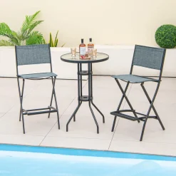 Tangkula Outdoor Barstools Set of 6, Counter Height Folding Bar Chairs with Back and Footrest