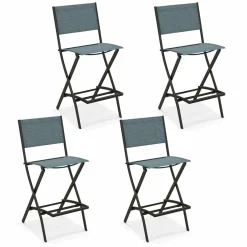 Tangkula Outdoor Barstools Set of 6, Counter Height Folding Bar Chairs with Back and Footrest