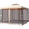 Tangkula Outdoor Canopy Gazebo Steel Frame Heavy Duty Garden Lawn Patio House Party Canopy Home Patio Garden Structures Gazebos W/Netting