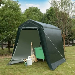 Tangkula Outdoor Carport Patio Storage Shelter, Enclosed Carport Shed w/All-Steel Metal Frame and Waterproof Ripstop Cover