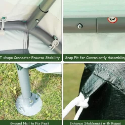 Tangkula Outdoor Carport Patio Storage Shelter, Enclosed Carport Shed w/All-Steel Metal Frame and Waterproof Ripstop Cover
