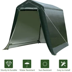 Tangkula Outdoor Carport Patio Storage Shelter, Enclosed Carport Shed w/All-Steel Metal Frame and Waterproof Ripstop Cover