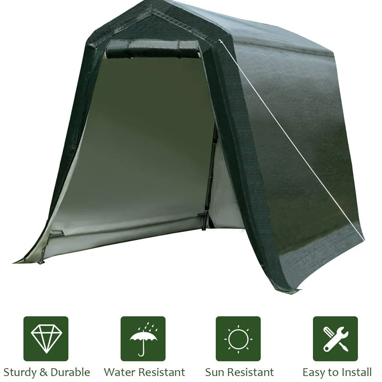 Tangkula Outdoor Carport Patio Storage Shelter, Enclosed Carport Shed w/All-Steel Metal Frame and Waterproof Ripstop Cover