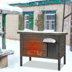 Tangkula Outdoor Cat House Insulated, Weatherproof Cat Enclosure with All-Round Foam Insulated