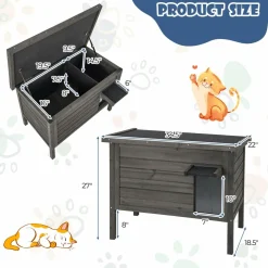 Tangkula Outdoor Cat House Insulated, Weatherproof Cat Enclosure with All-Round Foam Insulated