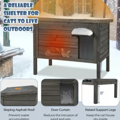 Tangkula Outdoor Cat House Insulated, Weatherproof Cat Enclosure with All-Round Foam Insulated