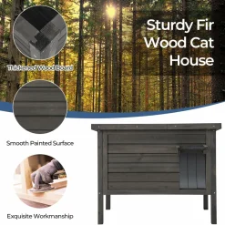 Tangkula Outdoor Cat House Insulated, Weatherproof Cat Enclosure with All-Round Foam Insulated