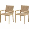 Tangkula Outdoor Chairs Set of 2/4, Patio Dining Chairs w/Paper Rope Woven Seat