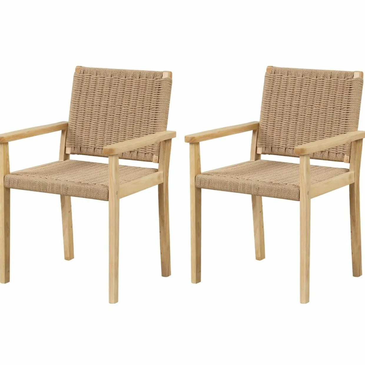 Tangkula Outdoor Chairs Set of 2/4, Patio Dining Chairs w/Paper Rope Woven Seat