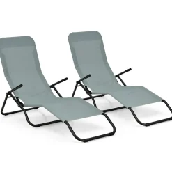 Tangkula Outdoor Chaise Lounge Chair Set of 2,Zero Gravity Folding Stackable