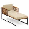 Tangkula Outdoor Chaise Lounge Chair, Acacia Wood Heavy Duty 1200 lbs Weight Capacity