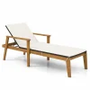 Tangkula Outdoor Chaise Lounge Chair, Rattan Patio Chaise with Armrests & 4-Level Backrest