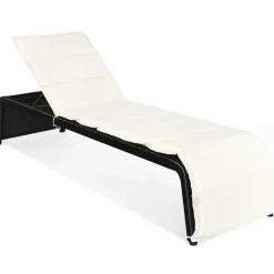 Tangkula Outdoor Chaise Lounge Chair, 5-Position Adjustable Rattan Recliner Chair