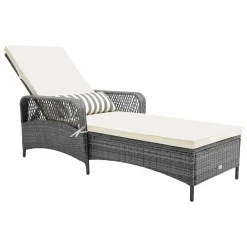 Tangkula Outdoor Chaise Lounge, Patio PE Recliner with 6-Level Backrest