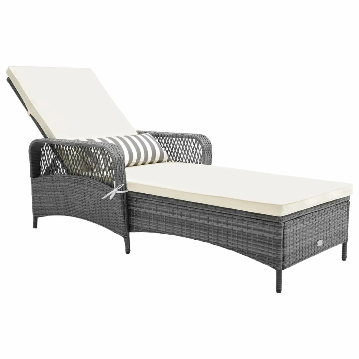 Tangkula Outdoor Chaise Lounge, Patio PE Recliner with 6-Level Backrest