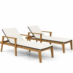 Tangkula Outdoor Chaise Lounge Chair, Rattan Patio Chaise with Armrests & 4-Level Backrest