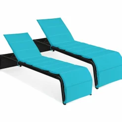 Tangkula Outdoor Chaise Lounge Chair, 5-Position Adjustable Rattan Recliner Chair