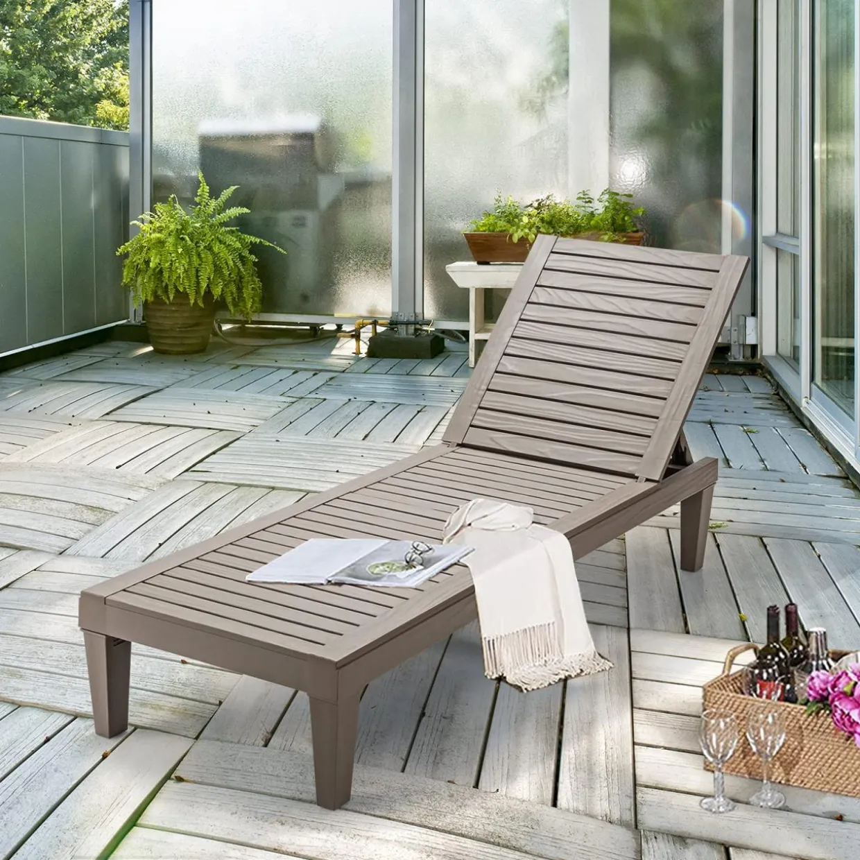 Tangkula Outdoor Chaise Lounge Chair