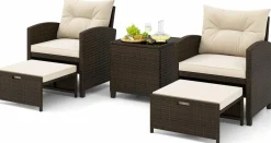Tangkula Outdoor Chaise Lounge, Patio Wicker Lounge Chair w/ 4-Level Backrest, Heavy-Duty Metal Frame