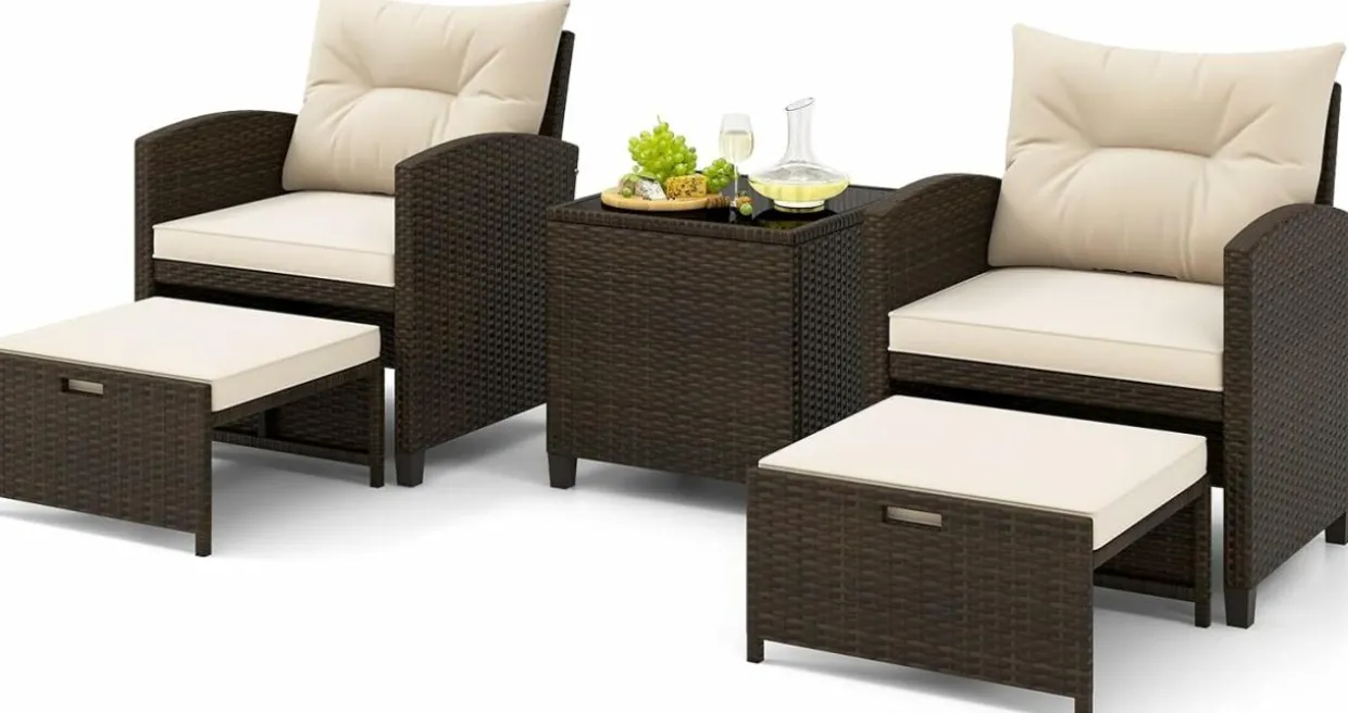 Tangkula Outdoor Chaise Lounge, Patio Wicker Lounge Chair w/ 4-Level Backrest, Heavy-Duty Metal Frame