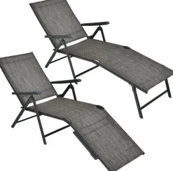 Tangkula Outdoor Chaise Lounge, Folding Recliner Lounge Chair with 5-Position Adjustable Backrest & 2-Position Footrest