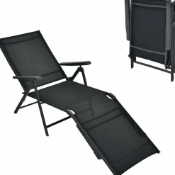Tangkula Outdoor Chaise Lounge, Folding Recliner Lounge Chair with 5-Position Adjustable Backrest & 2-Position Footrest