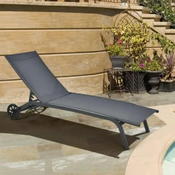 Tangkula Outdoor Chaise Lounge Chair, Patio Lounge Recliner with 6-Position Adjustable Backres