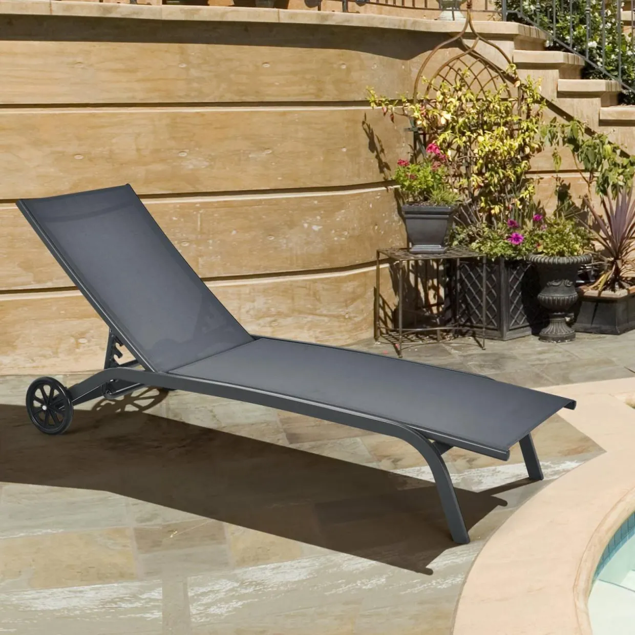 Tangkula Outdoor Chaise Lounge Chair, Patio Lounge Recliner with 6-Position Adjustable Backres