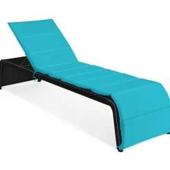 Tangkula Outdoor Chaise Lounge Chair, 5-Position Adjustable Rattan Recliner Chair