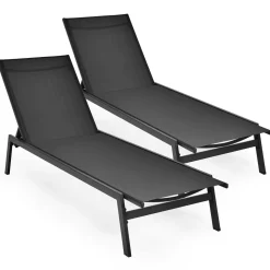 Tangkula Outdoor Chaise Lounge Chair, 6-Position Adjustable Reclining Chair with Breathable Fabric and Heavy Duty Steel Frame