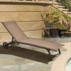 Tangkula Outdoor Chaise Lounge Chair, Patio Lounge Recliner with 6-Position Adjustable Backres
