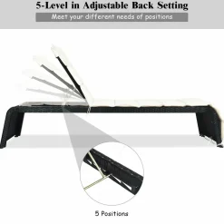 Tangkula Outdoor Chaise Lounge Chair, 5-Position Adjustable Rattan Recliner Chair