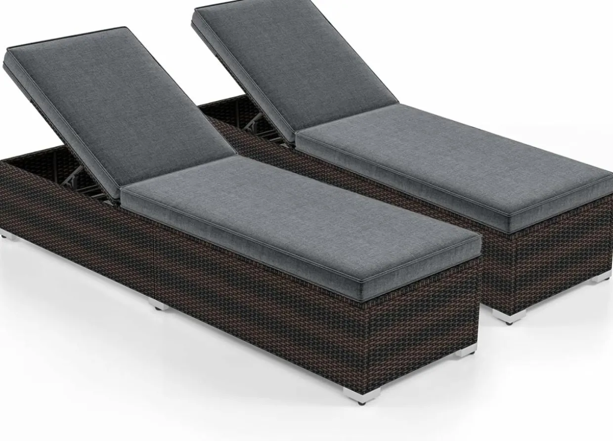Tangkula Outdoor Chaise Lounge, Patio Wicker Lounge Chair w/ 4-Level Backrest, Heavy-Duty Metal Frame