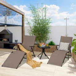 Tangkula Outdoor Chaise Lounge, Folding Recliner Lounge Chair with 5-Position Adjustable Backrest & 2-Position Footrest
