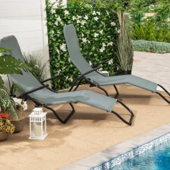 Tangkula Outdoor Chaise Lounge Chair Set of 2,Zero Gravity Folding Stackable