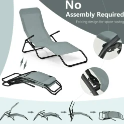 Tangkula Outdoor Chaise Lounge Chair Set of 2,Zero Gravity Folding Stackable