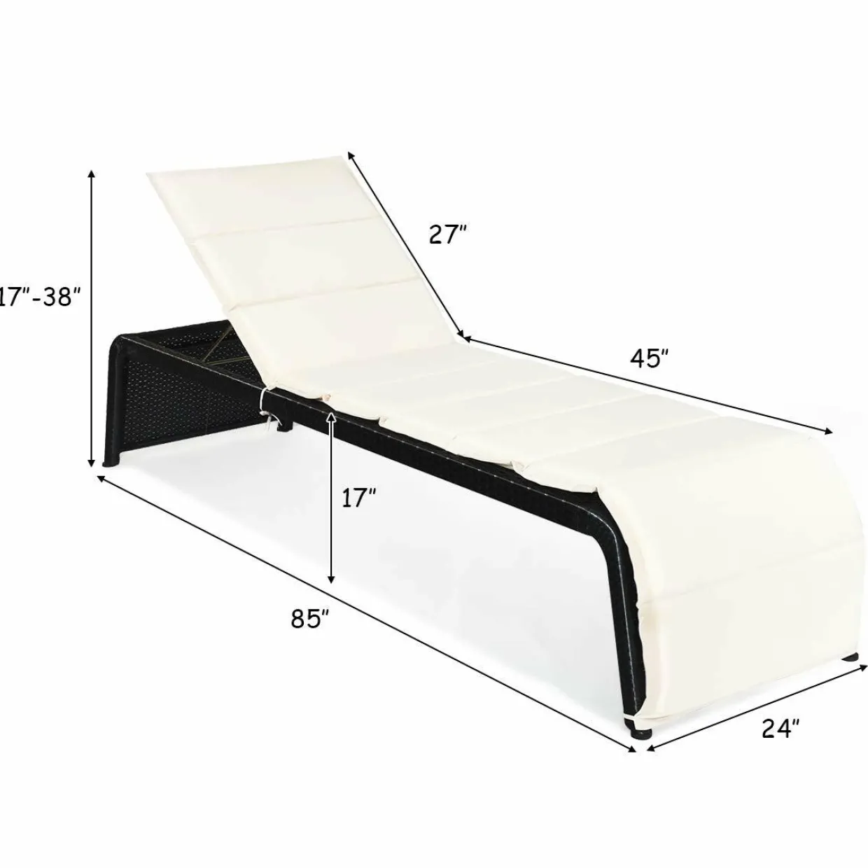 Tangkula Outdoor Chaise Lounge Chair, 5-Position Adjustable Rattan Recliner Chair