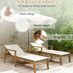 Tangkula Outdoor Chaise Lounge Chair, Rattan Patio Chaise with Armrests & 4-Level Backrest