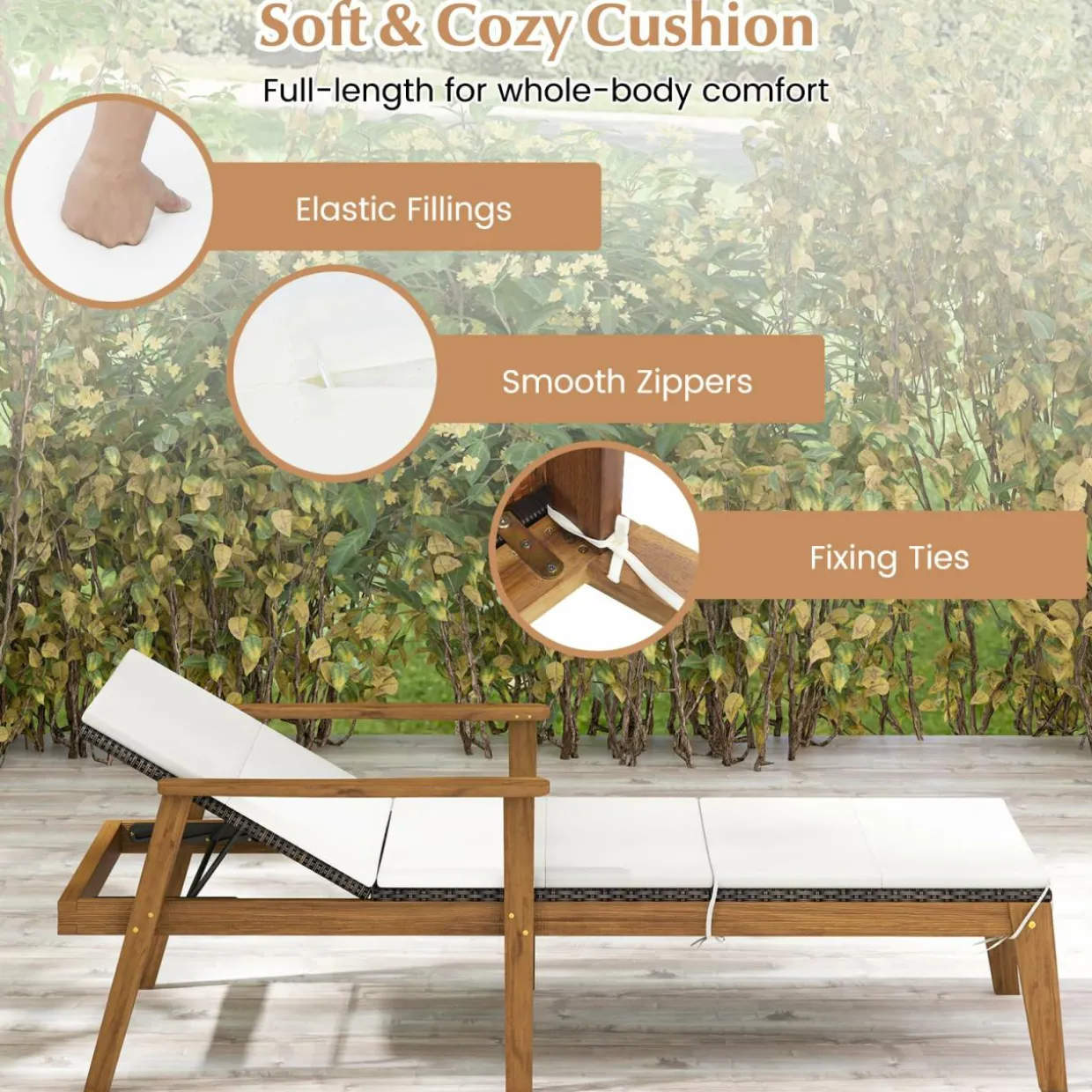 Tangkula Outdoor Chaise Lounge Chair Set, Rattan Patio Chaise with Armrests & 4-Level Backrest