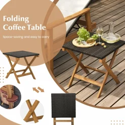 Tangkula Outdoor Chaise Lounge Chair Set, Rattan Patio Chaise with Armrests & 4-Level Backrest