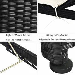 Tangkula Outdoor Chaise Lounge Chair, 5-Position Adjustable Rattan Recliner Chair