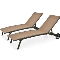 Tangkula Outdoor Chaise Lounge Chair, Patio Lounge Recliner with 6-Position Adjustable Backres