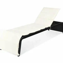 Tangkula Outdoor Chaise Lounge Chair, 5-Position Adjustable Rattan Recliner Chair