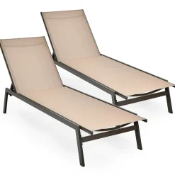 Tangkula Outdoor Chaise Lounge Chair, 6-Position Adjustable Reclining Chair with Breathable Fabric and Heavy Duty Steel Frame