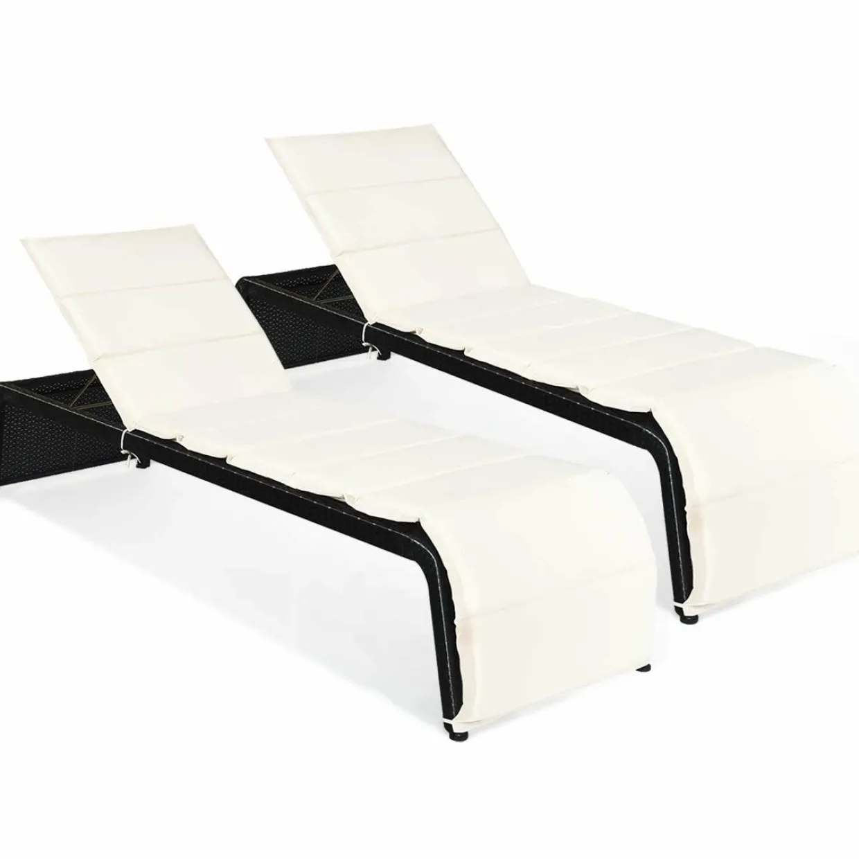 Tangkula Outdoor Chaise Lounge Chair, 5-Position Adjustable Rattan Recliner Chair