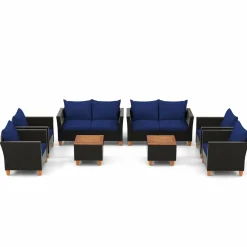 Tangkula Outdoor Conversation Set, Patio Cushioned Chairs w/Storage Coffee Table