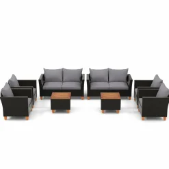 Tangkula Outdoor Conversation Set, Patio Cushioned Chairs w/Storage Coffee Table