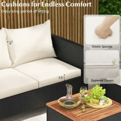 Tangkula Outdoor Conversation Set, Patio Cushioned Chairs w/Storage Coffee Table