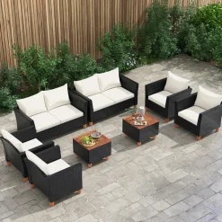 Tangkula Outdoor Conversation Set, Patio Cushioned Chairs w/Storage Coffee Table